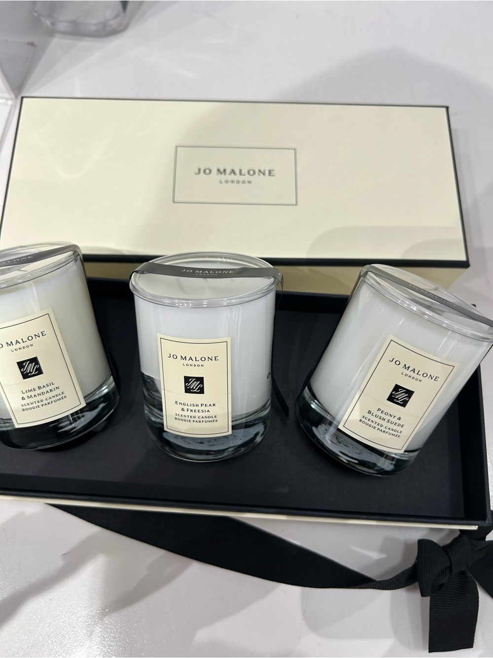 Jo Malone Travel Candle Trio 3 Scented Candle Set 1.88 In Each New has Wax Shift